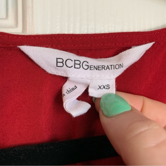 BCBGeneration Red V Neck Dress, size XXS - Picture 2 of 7